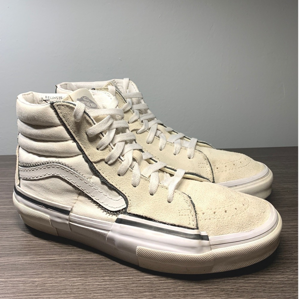 Vans Sk8-Hi Reissue Cap Marshmallow Blanc De Blanc Deconstructed Sneakers 9 7.5